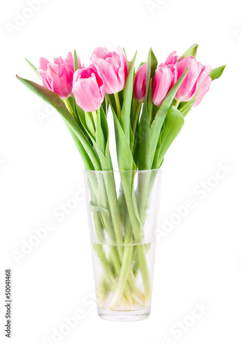 Bouquet of pink tulips in vase © Andrey Ivanov