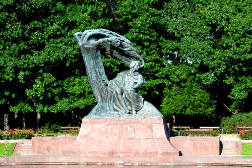 Chopin statue in autumn at Royal Baths Park