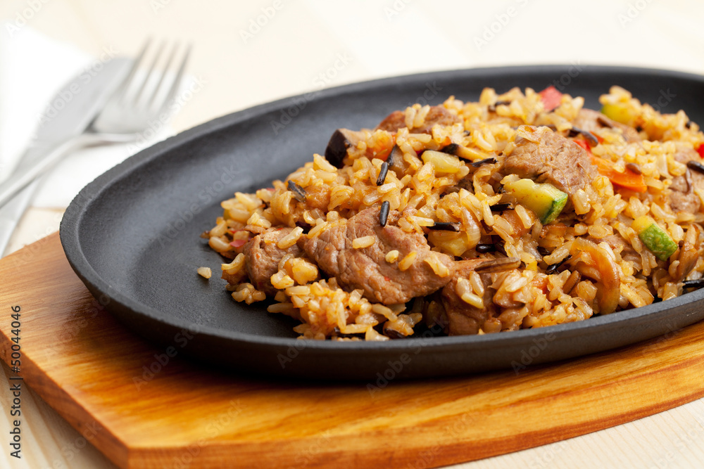 Fried Rice with meat and Vegetables