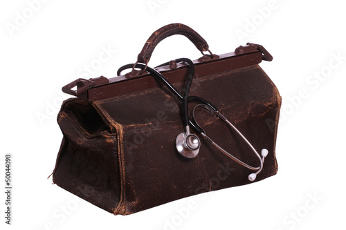 old bag with stethoscope photo