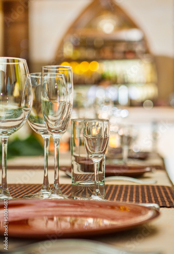 empty wineglasses on table