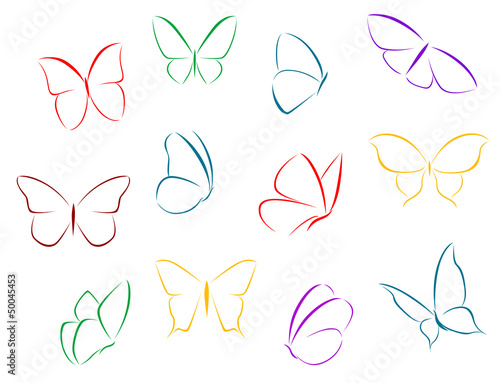 Butterflies color silhouettes #50045453