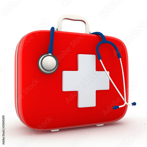 Stethoscope and First Aid Kit photo