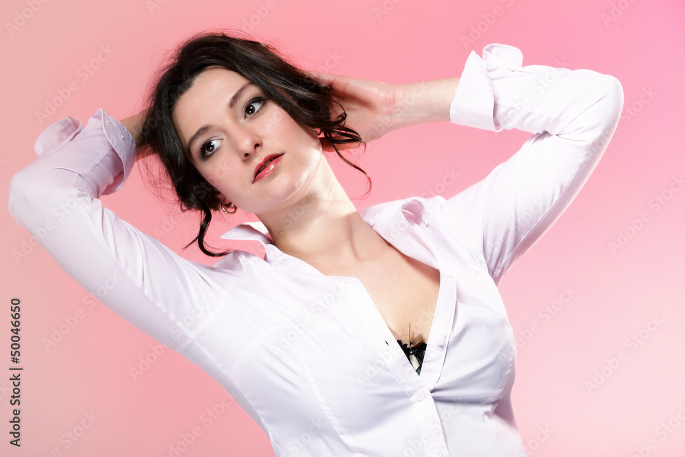 portrait of attractive woman brunette portrait of attractive woman brunette