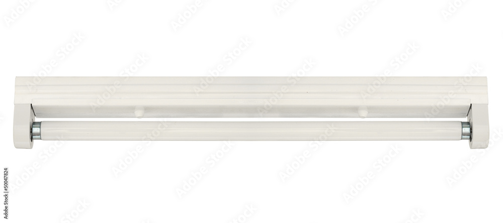 Fluorescent lamp with batten fitting isolated on white backgroun Fluorescent lamp with batten fitting isolated on white backgroun