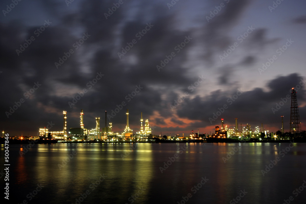 Oil refinery at twilight