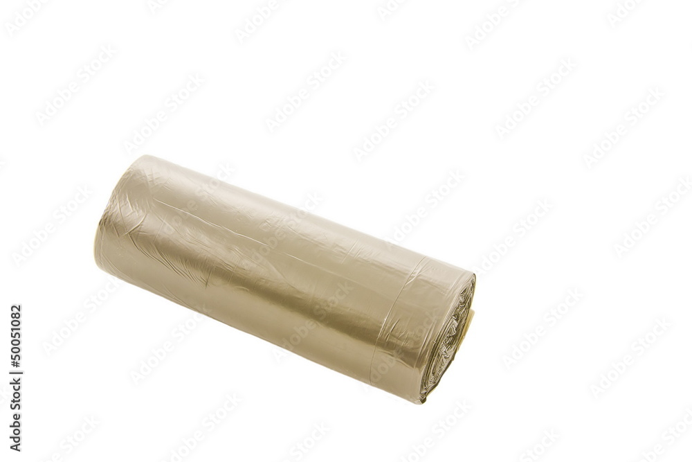 sacks for garbage in rolls on a white background, isolated sacks for garbage in rolls on a white background, isolated