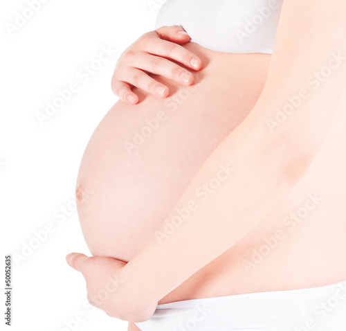 Closeup of a pregnant belly
