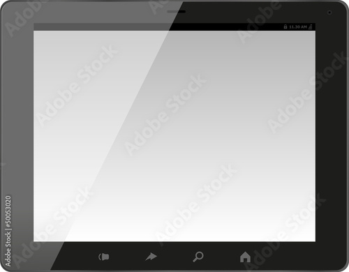 Realistic tablet pc computer with blank screen isolated on white