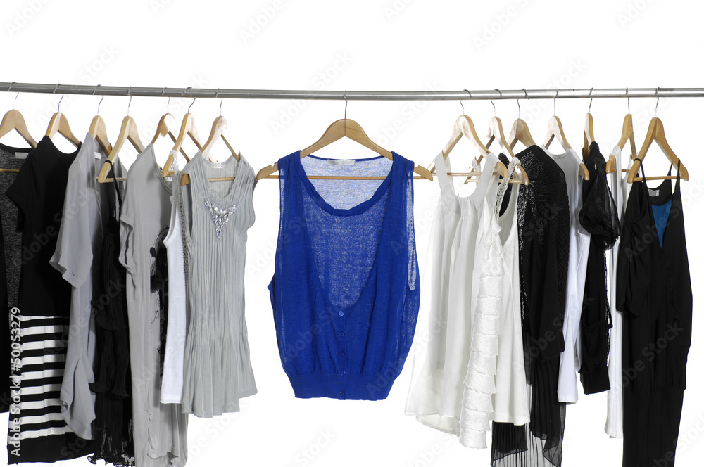 female fashion clothing on hangers at the show female fashion clothing on hangers at the show