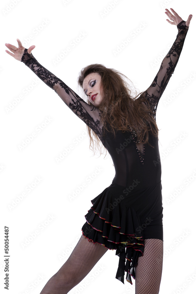 Sexy caucasian girl dancing isolated on white background Sexy caucasian girl dancing isolated on white background