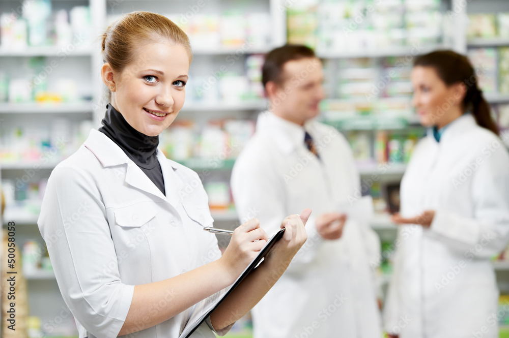 Pharmacy chemist women in drugstore Pharmacy chemist women in drugstore