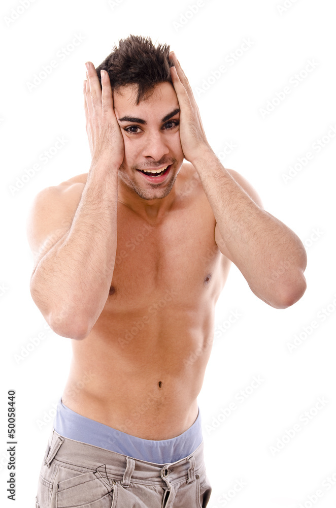 Fototapeta premium Surprised fitness guy