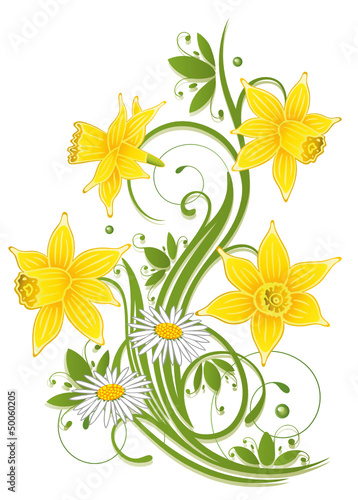 Ostern, Osterglocken, Narzissen, Frühling, Gänseblümchen