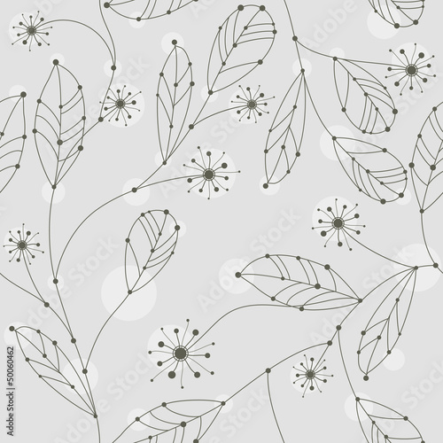 cute seamless branches with leaves and flowers