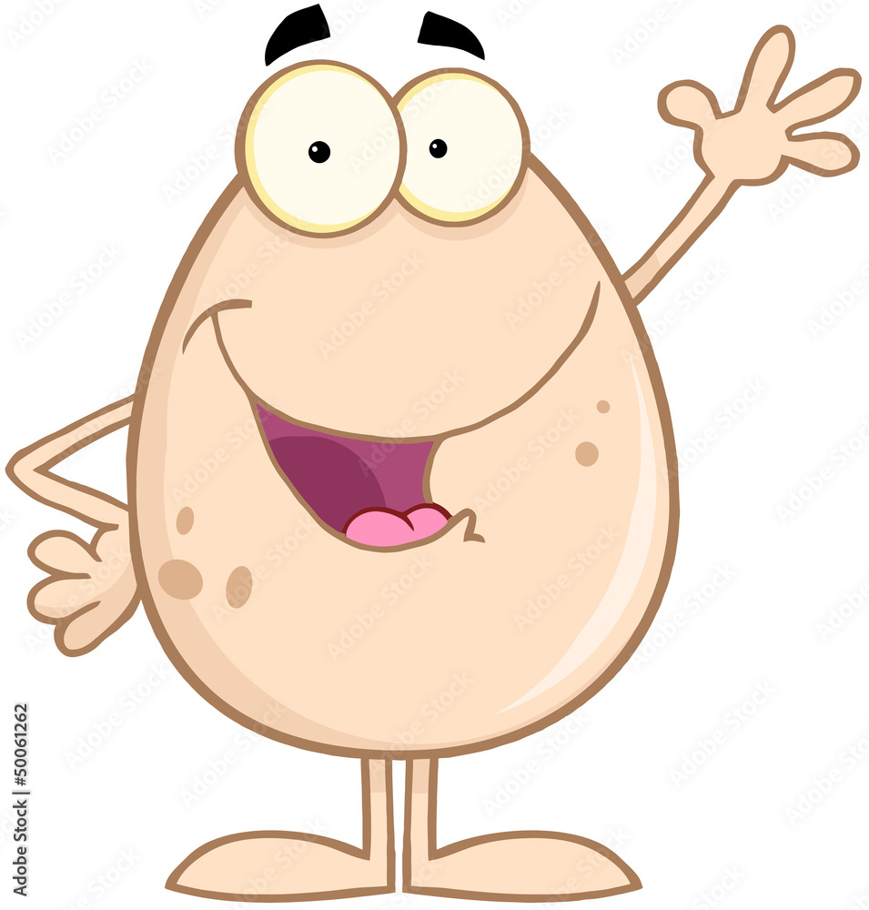 Smiling Brown Egg Cartoon Character Waving For Greeting Stock Vector | Adobe Stock Smiling Brown Egg Cartoon Character Waving For Greeting Stock Vector | Adobe Stock
