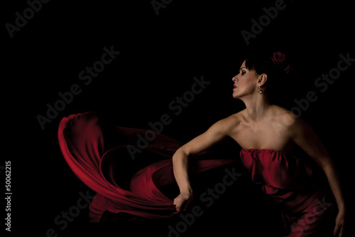 woman in red silk