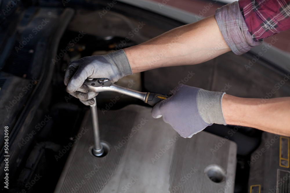 Fototapeta premium Car mechanic close-up