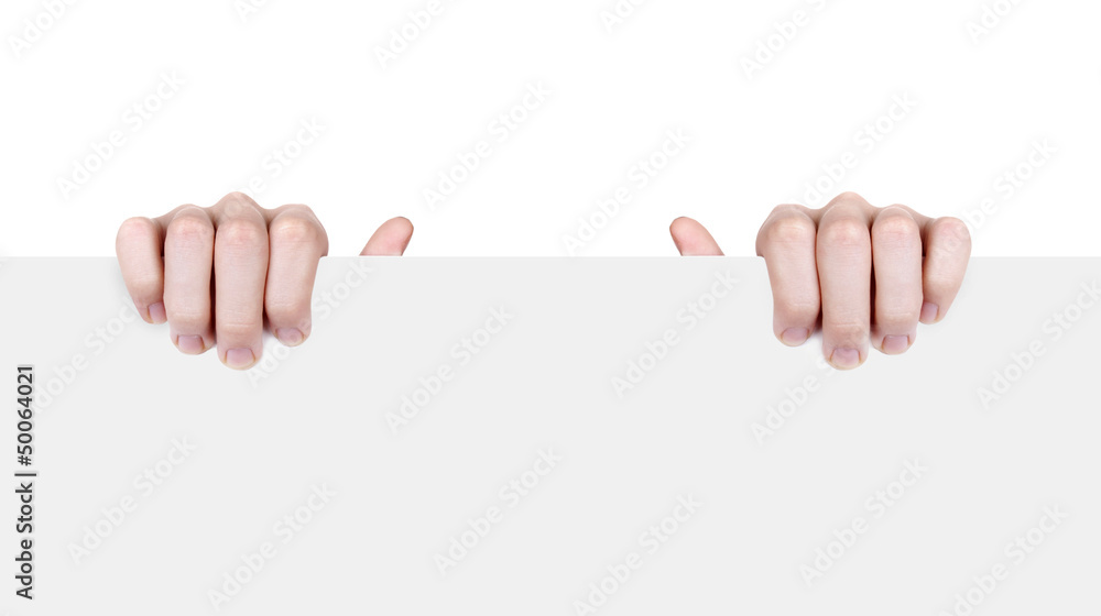 Hands and paper isolated on white background Hands and paper isolated on white background