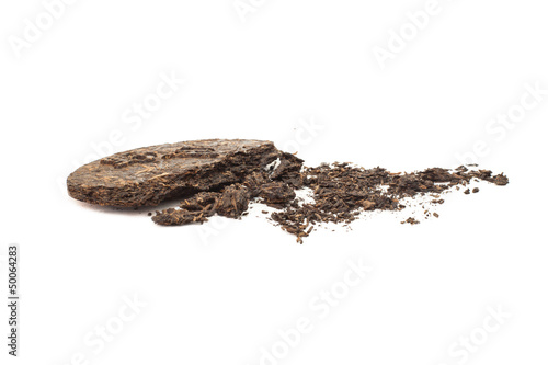 Tile Puer tea on a white background photo