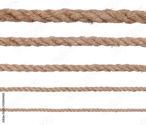 collection of various ropes on white background