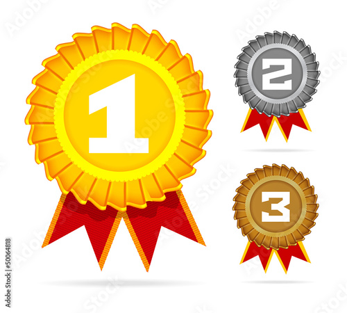 Gold, silver and bronze awards.