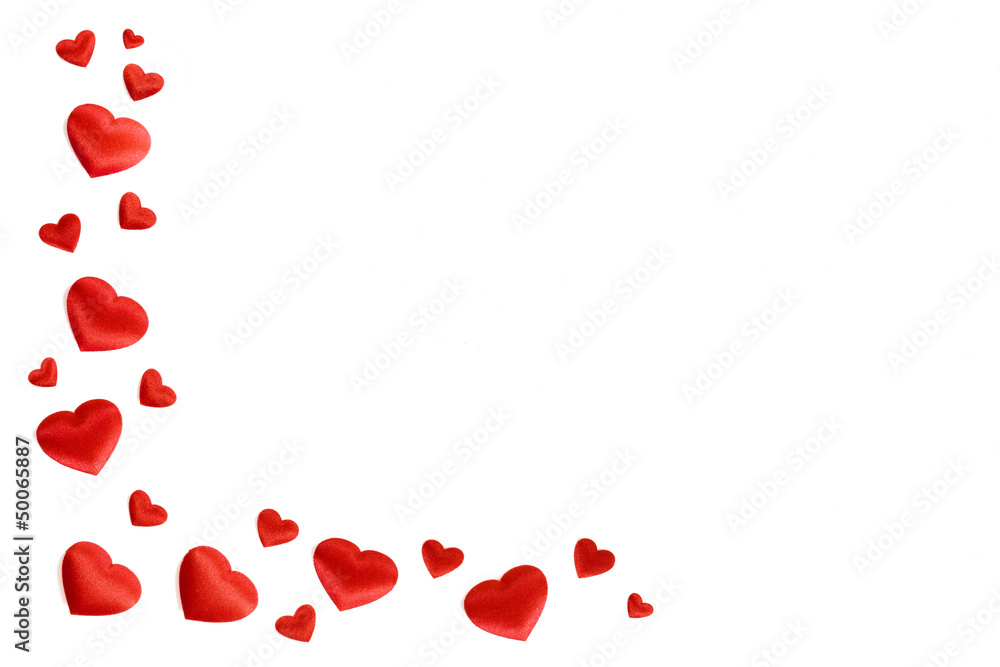 white background with red hearts satin_III