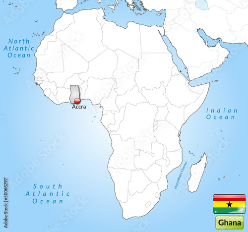   bersichtskarte von Ghana mit Landesflagge