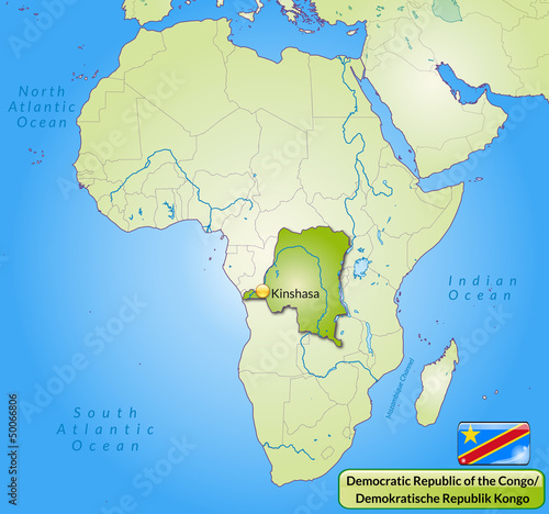 Demokratische Republik Kongo mit Landesflagge