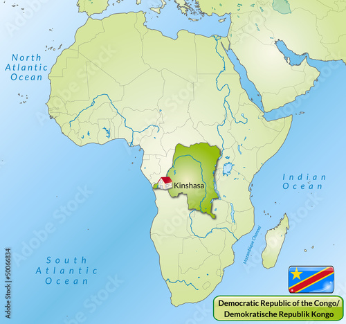 Demokratische Republik Kongo mit Landesflagge