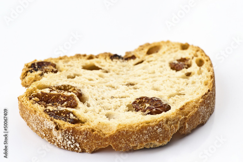 raisin bread toast on white background