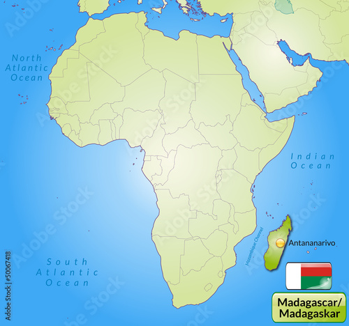   bersichtskarte von Madagaskar mit Landesflagge