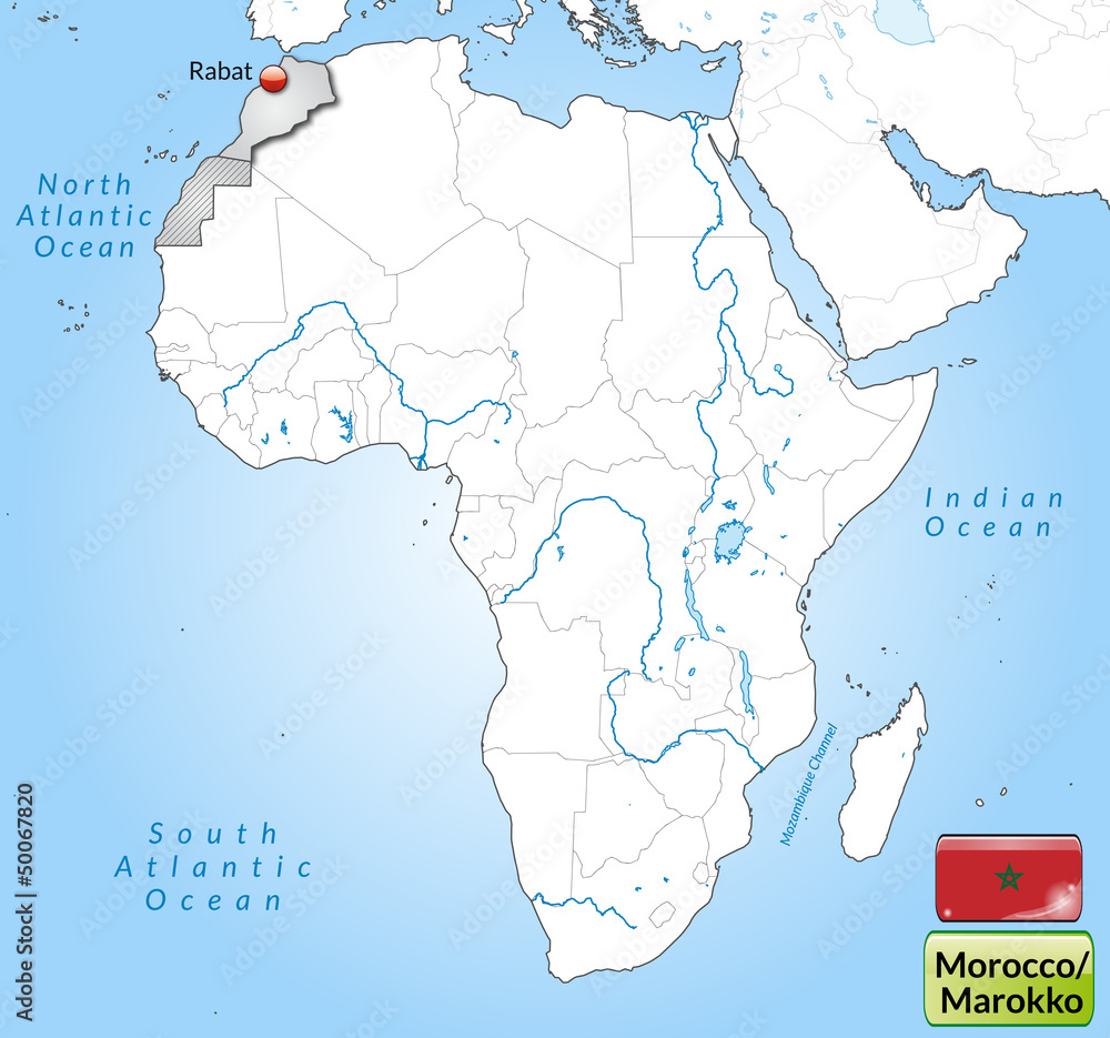 Übersichtskarte von Marokko mit Landesflagge Stock Vector | Adobe Stock