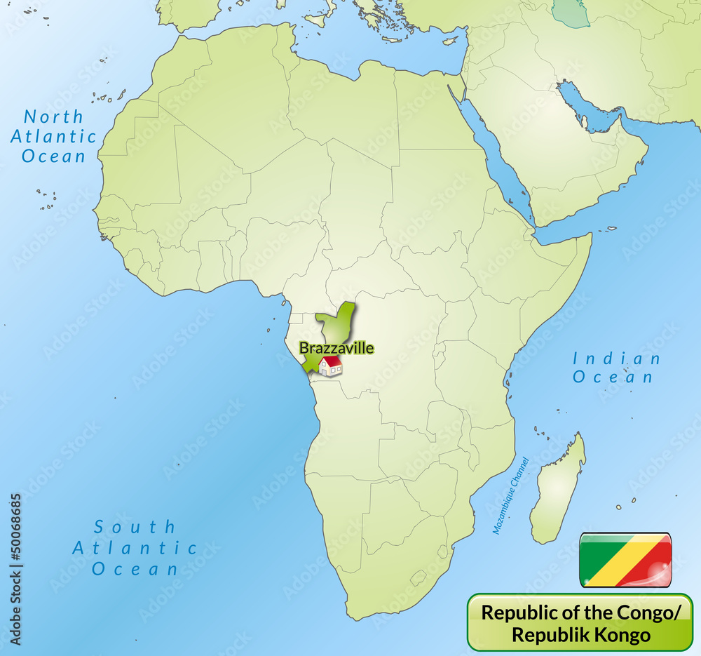 Übersichtskarte der Republik Kongo mit Gewässernetz