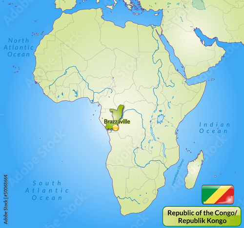   bersichtskarte der Republik Kongo mit Gew  ssernetz