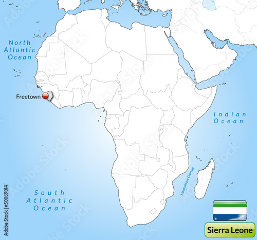 Übersichtskarte von Sierra Leone mit Landesflagge
