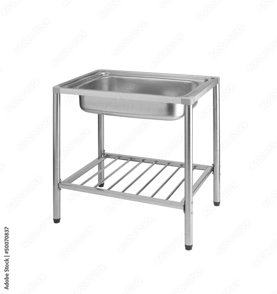 Iamge of the metallic sink cleaning dish isolated on white Iamge of the metallic sink cleaning dish isolated on white