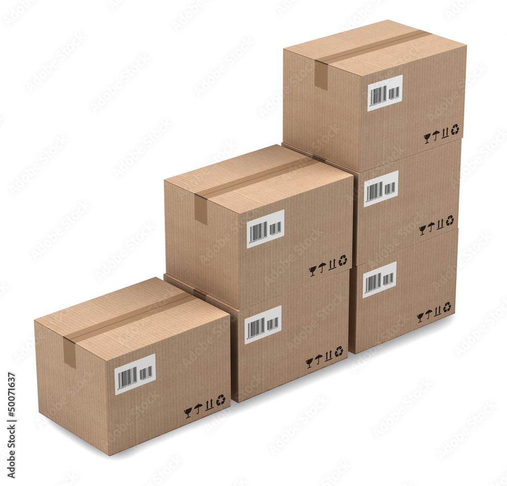 Cardboard boxes stack isolated on white background Cardboard boxes stack isolated on white background