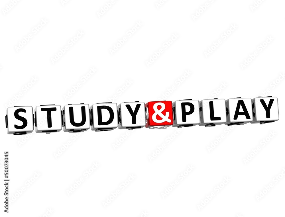 3D Study And Play Button Click Here Block Text 3D Study And Play Button Click Here Block Text