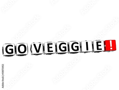 3D Go Veggie! Button Click Here Block Text