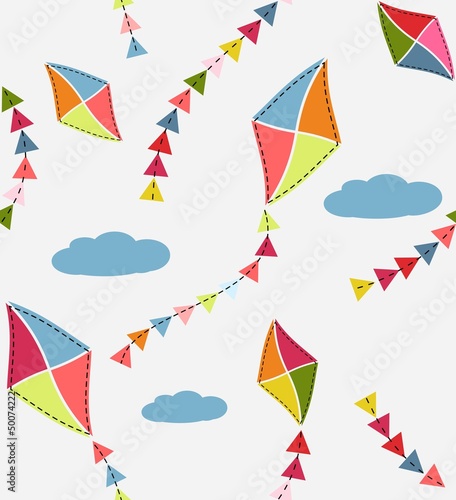 Seamless pattern with kites
