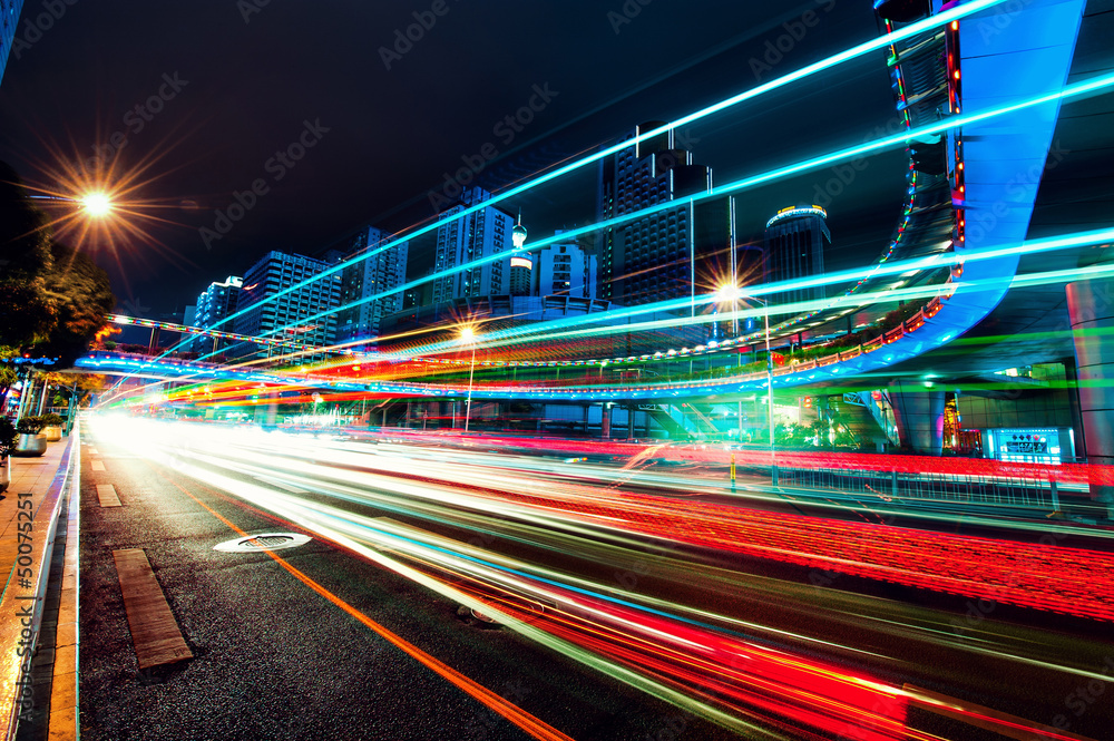 Night car motion in a big city Night car motion in a big city
