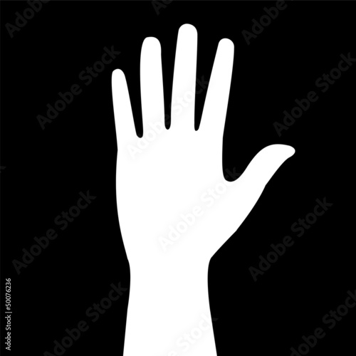 silhouette of the hand on a black background