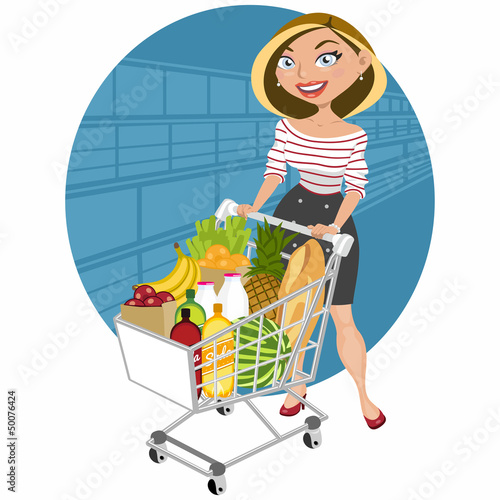 Bella mujer en el supermercado