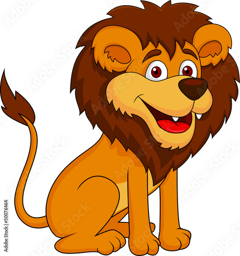 Funny lion cartoon sitting