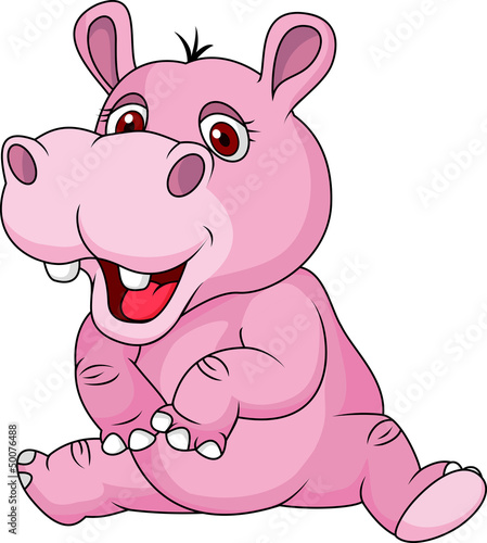 Cute hippo cartoon sitting