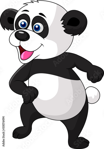 Fototapeta Naklejka Na Ścianę i Meble -  Panda cartoon dancing