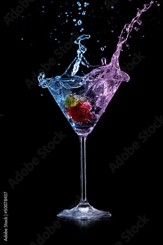 martini drink over dark bac...