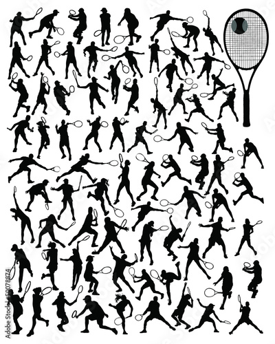 Tennis player silhouettes