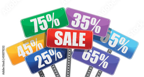 Sale and discount concept. color signs